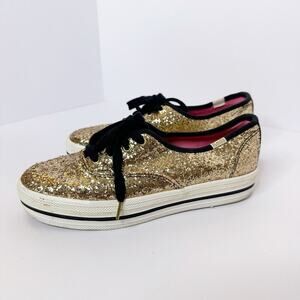 Kate Spade x‎ Keds Size 6 Platform Gold Glitter Sneakers 0